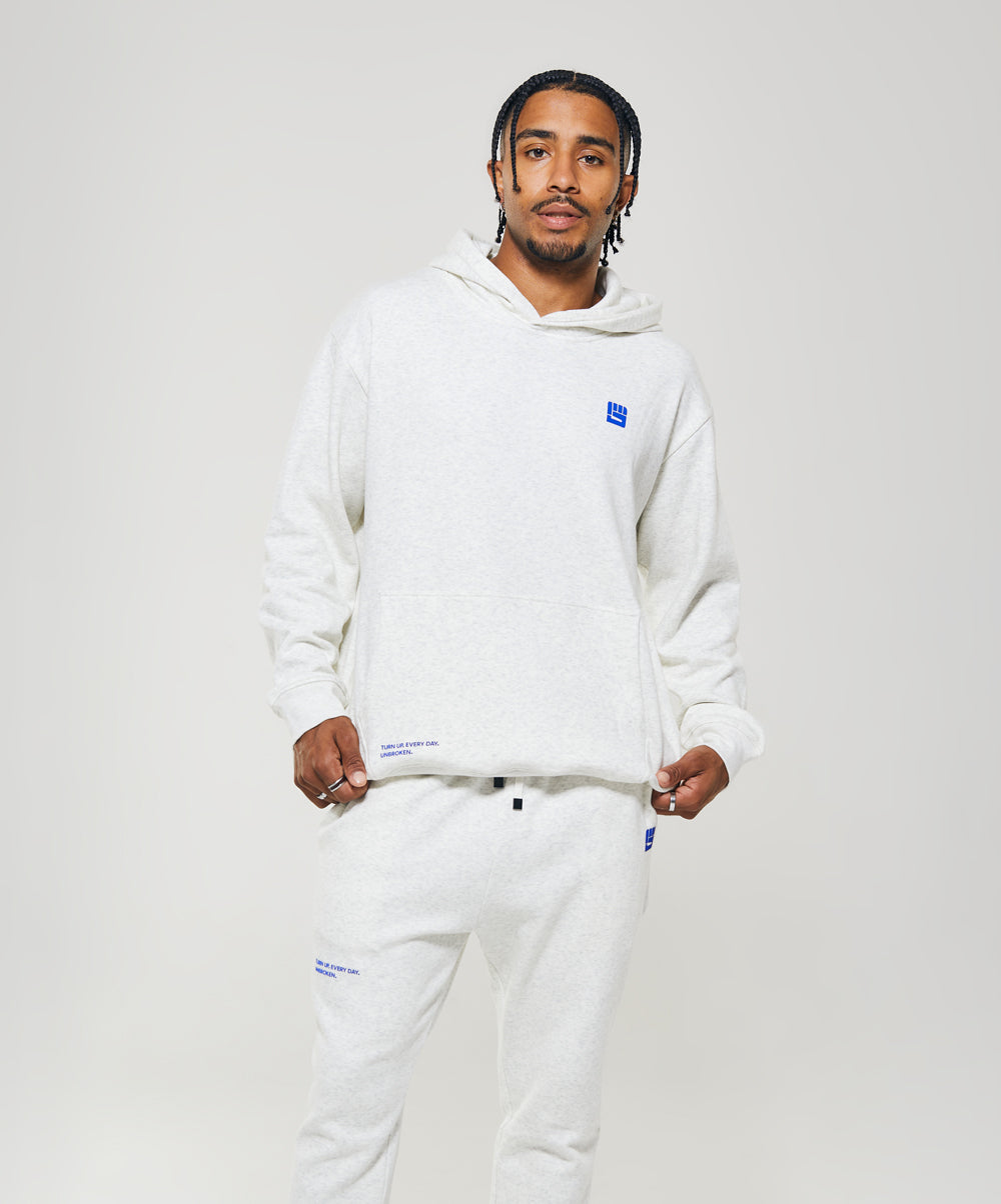 UNBROKEN BOXING Pullover Hoodie in Heather White