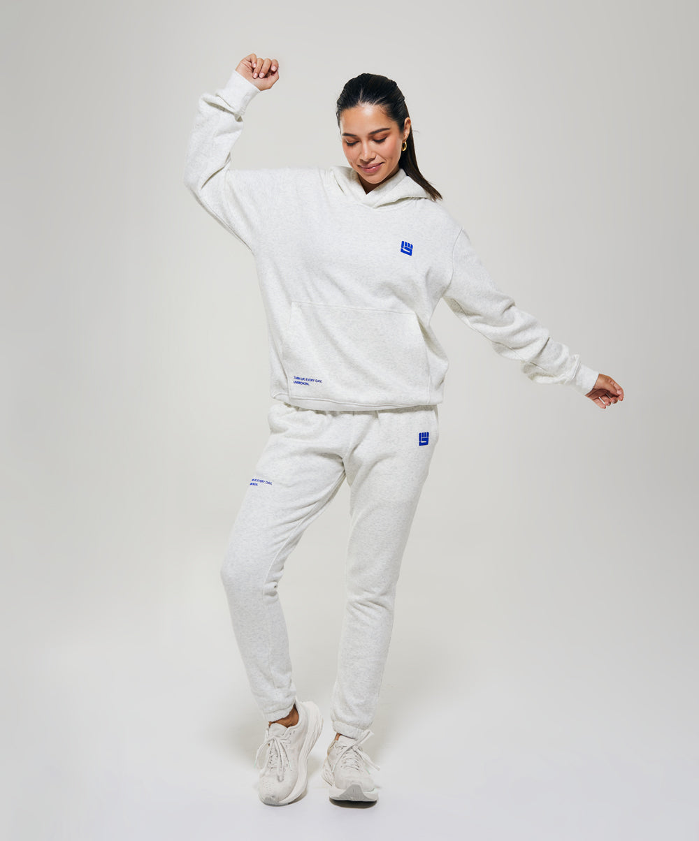 UNBROKEN BOXING Sweatpant in Heather White